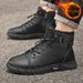 Winter Men's Shoes With Fleece Lining For Warmth, High-top Boots With Side Zipper Design, Slip-resistant, Thickened Cotton Shoes,_vogvips.com