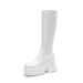 Elastic Slim Square Toe Platform Thick Sole Chunky Heel Side Zipper Over-the-Knee Long Patent Leather Red High Boots_vogvips.com