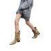 Women's Western Cowboy Boots – Distressed Vintage Style Square Toe Ankle Boots In Black & KhakiCowboy Ankle Boots For Women_vogvips.com