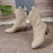 New Plus Size Women's For Autumn And Winter, V-neck Embroidered Sleeve, Thick Heel Knight , Midsole Pointed Cowboy_vogvips.com
