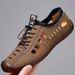 2025 Summer Men's Casual Leather Shoes Men's Shoes Hollow Soft Sole Soft Surface Beef Tendon Sole Non-slip Trend Shoes Beach Shoes Men_vogvips.com