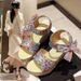 2025 Summer New European And American Sandals Sweet Ribbon Peep-Toe Waterproof Platform Wedge Thick-Soled Casual Women's_vogvips.com