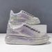Glitter Platform Sneakers Trendy Gradient Color Casual Shoes With Cross Strap Design, Comfortable Low Heel & Rubber Sole For Everyday Wear_vogvips.com