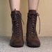 Women Boxing Boots Muxuan~ Women's Martin 2025 New Style Brown Versatile Side Zipper Platform Sole Lace-Up Boxing Boots_vogvips.com