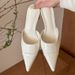 Gentle White Moonlight Pointed Patent Leather Carved Thin Heel Half Drag Women's Summer New Baotou Drag High Heel Sandals_vogvips.com
