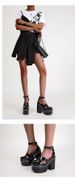 Thick-heeled platform thick-soled patent leather covered hollow sandals_vogvips.com
