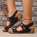Cross-border Roman Sandals, Large Size Solid Color For Women, 2025 New Model, Open-toe Wedge Heel, Fashionable Buckle_vogvips.com