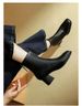 Women's Winter Boots Medium Boots 2025 New High Heel Short Boots Women's Brown Martin Boots Square Head Skinny Boots Thick Heel_vogvips.com