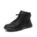 Genuine Leather Black Men's Boots, Spring High-Top Men's Shoes, Martin Boots For Men, Fleece-Lined Leather Boots, Trendy_vogvips.com