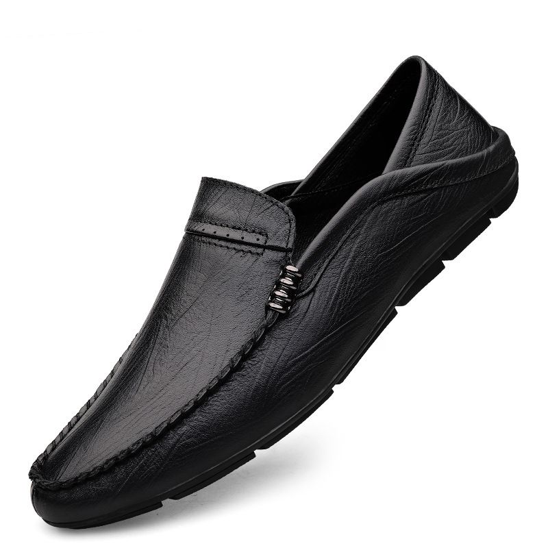 Top Layer Men's Round Head Shoes Overalls Single Shoes Men's Casual Leather Shoes One Foot_vogvips.com