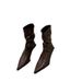 French Style Elegant High Heel Slim Short For Women 2025 Summer Brown Pointed Toe Ankle Spring And Autumn Single Boots_vogvips.com