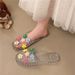 Transparent Floral Sandals, Comfortable Home Use, Non-slip, Breathable, Casual New Crystal Slippers Women, Suitable For_vogvips.com