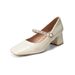 French Diamond Chain Thick Heel Mary Jane Women's Shoes Light Mouth Commuting Single Shoes Square Head High Heels_vogvips.com