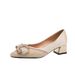 Pointed-toe 2025 New French Style High-end Chunky Heel With Rhinestones, Shallow Cut, Elegant Bowknot,_vogvips.com