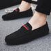 Euro Step Sole Red Casual Men's British Style Work Loafers Soft Leather Shoes Internet Celebrity_vogvips.com