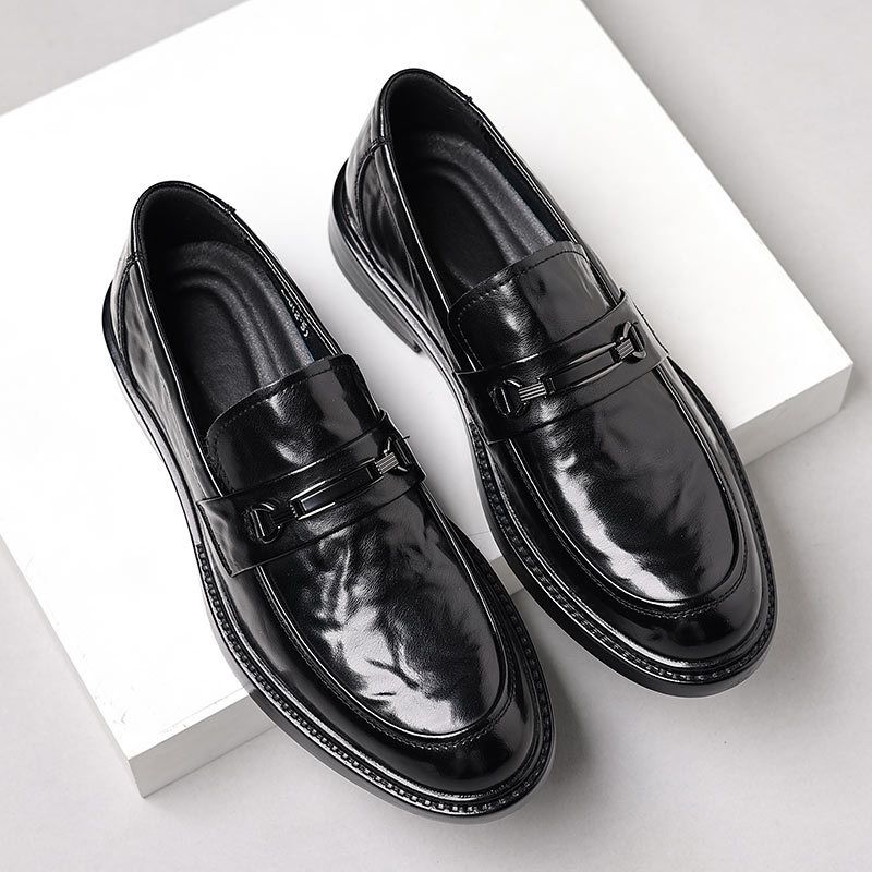 Genuine Leather Men's Casual Slip-On Business Formal Shoes Versatile Trendy Live Streaming One-Piece Loafers_vogvips.com