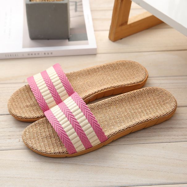 Women Slippers Flat Sandals Linen Lightweight Casual Summer Slippers Ladies For Home Slides Shoes Female Zapatillas De Mujer_vogvips.com