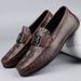 American Genuine Leather Crocodile Pattern Loafers Men's British Business Casual Slip-On Driving Shoes_vogvips.com