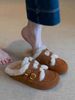 Sheepskin Plush Lined For Women 2025 Autumn Winter New Retro Warm Furry Cotton Shoes Versatile Closed-Toe_vogvips.com