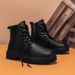 European Warm Series 2025 New Spring Side Zipper Black Martin British Style Motorcycle Leather Boots High Top Workwear Men's Shoes_vogvips.com