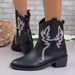 New Plus Size Women's 2025 Spring And Autumn Pointed Square Heel Mid Tube Car Stitching British Style Short Boots_vogvips.com