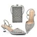 Women's pointy perforated drill heels with bag set banquet shoes bag_vogvips.com