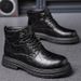 European Warm Series Martin British Style Motorcycle Mid-Top Cotton Shoes Thick-Soled Men's Work Snow Boots_vogvips.com
