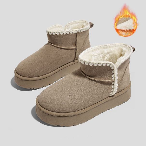 Retro Thick Soled Northeast Snow Boots For Women, New Martin Boots For Winter With Added Fleece, Thick Anti Slip And Warm Cotton Shoes For Women_vogvips.com