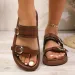 One Character Thick Soled Sandals Women 2026 New Style With Buckle Strap Fashionable And Versatile Women's Shoes For_vogvips.com