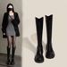 Platform Riding 2025 New Spring And Autumn Single For Petite Women Mid-High Tube Over-the-Knee Long Boots_vogvips.com