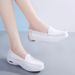 Women's Slip On Lightweight Water Resistant Hosptial Nurse White Shoes, Leather EVA Cushion, Comfortable, Soft Soled, Trendy White Healthcare Shoes_vogvips.com