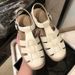 Women's Summer 2026 Closed-Toe Sandals, Thick-Soled Retro French Woven Soft-Soled Flat Roman Sandals For Women_vogvips.com