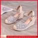 Women's Rope Woven Wedge Sandals Open Toe Lace Summer Vacation Style Plus Size_vogvips.com