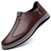 Men's Shoes Breathable Hand Scratch Business Casual Leather Shoes Soft Sole Soft Surface Board Shoes Driving Shoes Doudou Shoes_vogvips.com