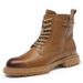 European Warm Series Side Zipper Martin Men High Top British Style Genuine Leather Work Motorcycle Autumn Winter Height Increasing Fleece_vogvips.com