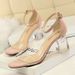 169-3 Korean Style Fashion Crystal Pedicure Elegant Women's Shoes Chunky High Heel Open Toe Transparent Strap Sandals_vogvips.com