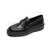 Black Small Leather Shoes Women's Retro College Style Platform Loafers One-pedal Single Shoes Women_vogvips.com