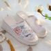 Thick Sole With Sloping Heels, Fashionable Bun Half Support Fabric, Mesh Embroidered Shoes, Sandals, And Slippers For_vogvips.com