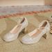 Women's Shoes Waterproof Platform High Heels Thick Heels Square Toe Single Shoes 9cm Small Heightening Sequin Pearl Chain_vogvips.com