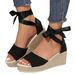 Women's Shoes Fish Mouth Wedge Heel Strap Open Toe Roman Beach Shoes Women Summer New Thick Bottom Platform Cake Large Size Sandals_vogvips.com