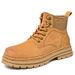 Men's Classic Mid-Cut Leather Work Boots - Rugged Outdoor Martin Boots With Anti-Slip Sole, Comfortable & Stylish For All-Day Wear_vogvips.com