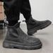 European Warm Series Men's Shoes Spring New Non-Slip Wear-Resistant Short High Top Height Increasing Versatile Black Work Martin_vogvips.com