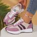 2026 Spring Vintage Color-Block Sneakers For Women, Soft Sole Breathable Casual Lightweight Lace-Up Fashion Shoes,_vogvips.com