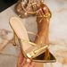 Women's High-heed Sandals, Gold Women's Shoes, Stiletto Hes, Slip-on Pointed Toe, Simple Design, New Summer 2025_vogvips.com