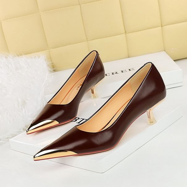 Women's Shoes Thin Heel Metal Pointed Head Shallow Mouth Pedicure Thin Spring And Autumn Women's Shoes_vogvips.com