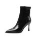 Voyage 8288-1 Pointed Toe Stretch Slim 2024 Autumn Winter New Elegant Professional Fashion Short Boots Women Fleece Lined_vogvips.com