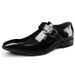 WalkPrime Men's Monk Business Square Formal Casual Shoes Low-top Patent Leather Buckle Slip-on Large Size Flat Toe Spring_vogvips.com