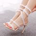 Women’s Shoes fish mouth strap high heel sandals white flower sandals women's banquet wedding dress bridal shoes princess sandals_vogvips.com