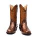 Western Cowboy Boots For Men & Women - Genuine Wooden Heel With Snake Print Design, Comfortable Cushion Insole, Mid-Calf Riding Boots_vogvips.com