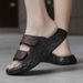 New Men's Indoor Beach Leather Comfortable Slides Men Casual Shoes Flip-flops Slippers Sandals Outdoor_vogvips.com